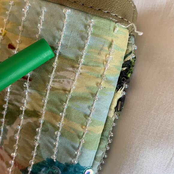 Vintage Christy sequin beaded beach motif tote handbag purse with gold lining - Picture 4 of 10